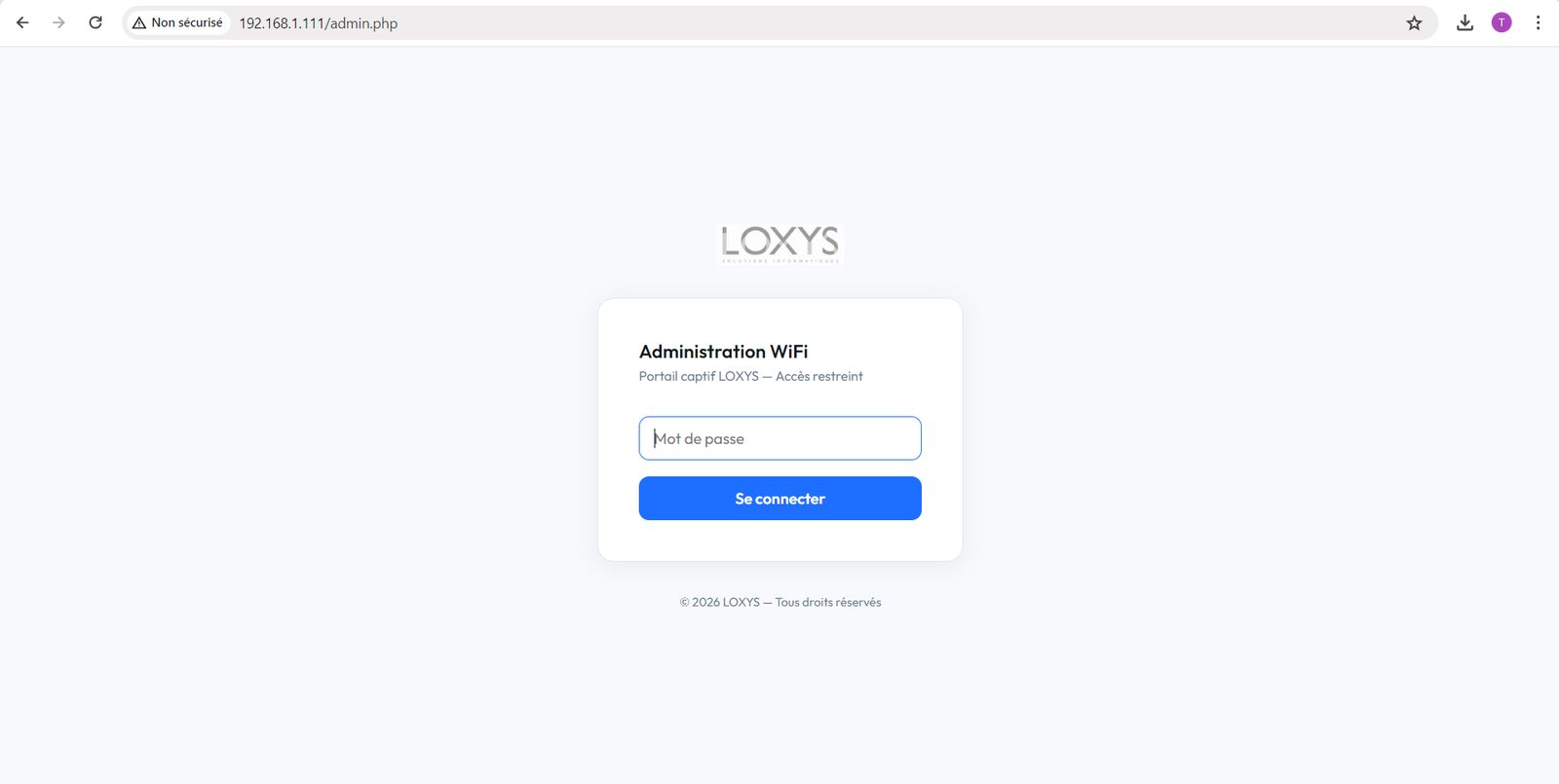 Connexion à l'interface d'administration
