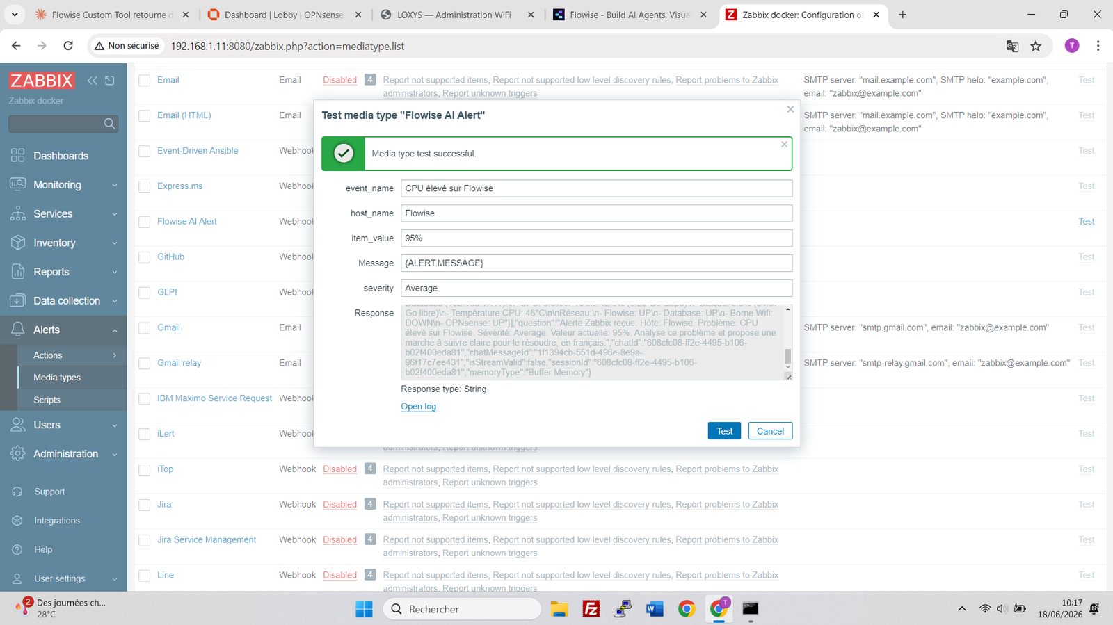 Média type « Flowise AI Alert » : le webhook vers l'agent